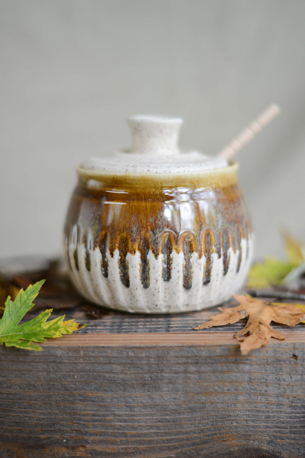 #55 Carved Honey Pot